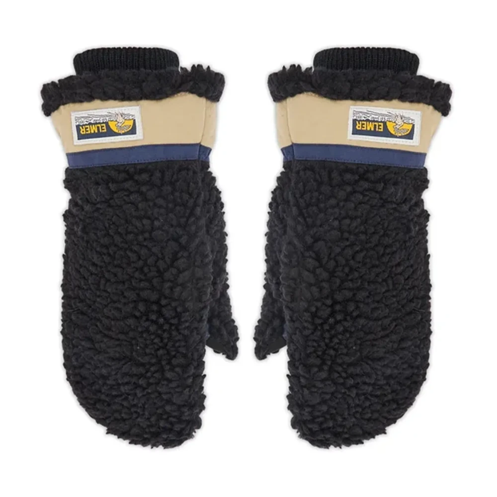 Elmer By Swany Black Gloves, Unisex, M, Teddy Mittens