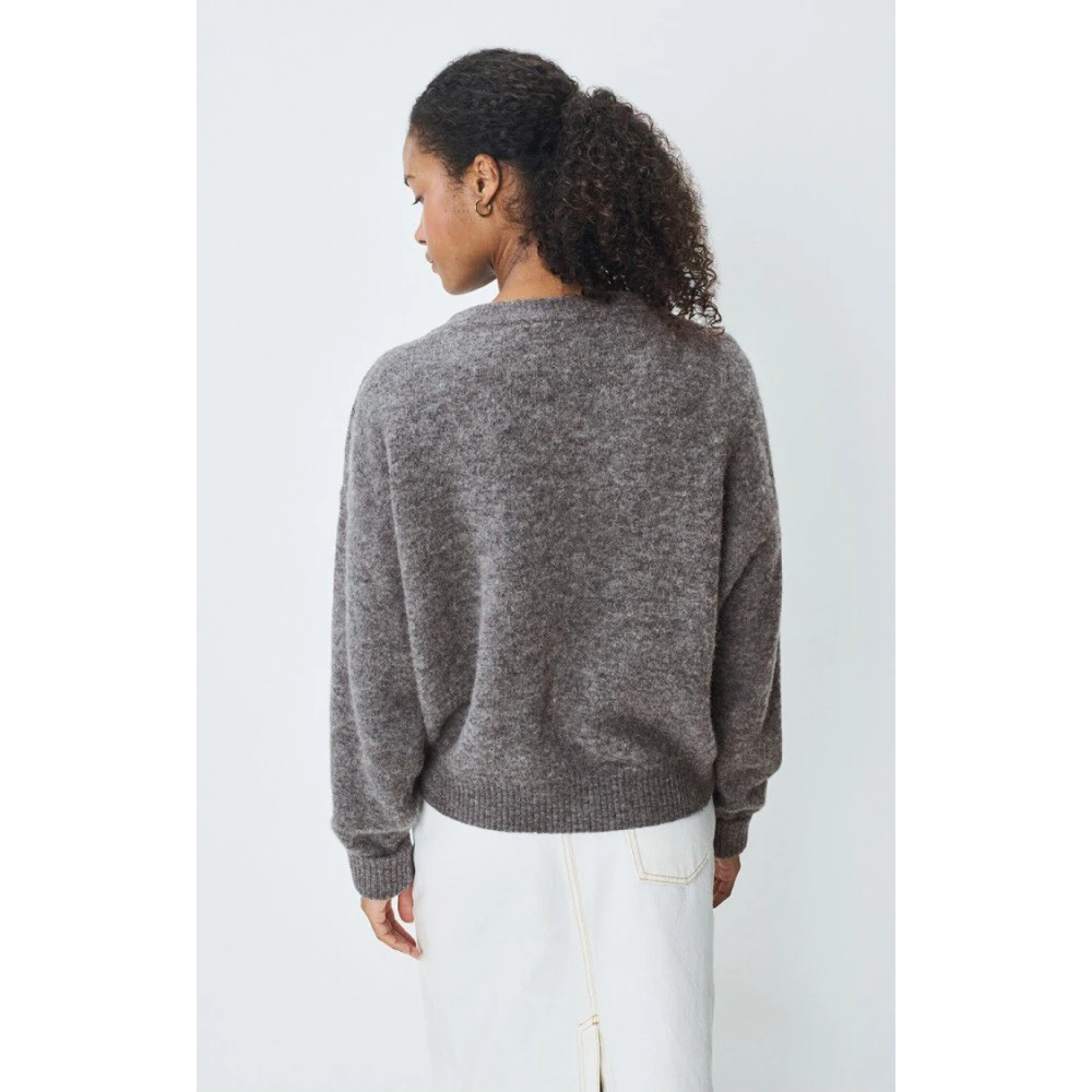 American vintage Boothals Lange Mouw Trui Gray Dames