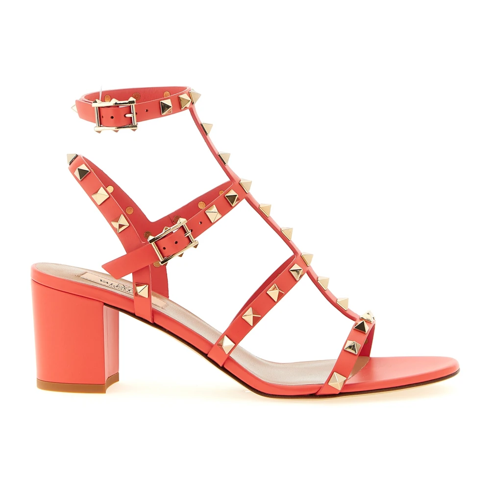 Valentino Garavani Women's Orange Rockstud Leather Sandal