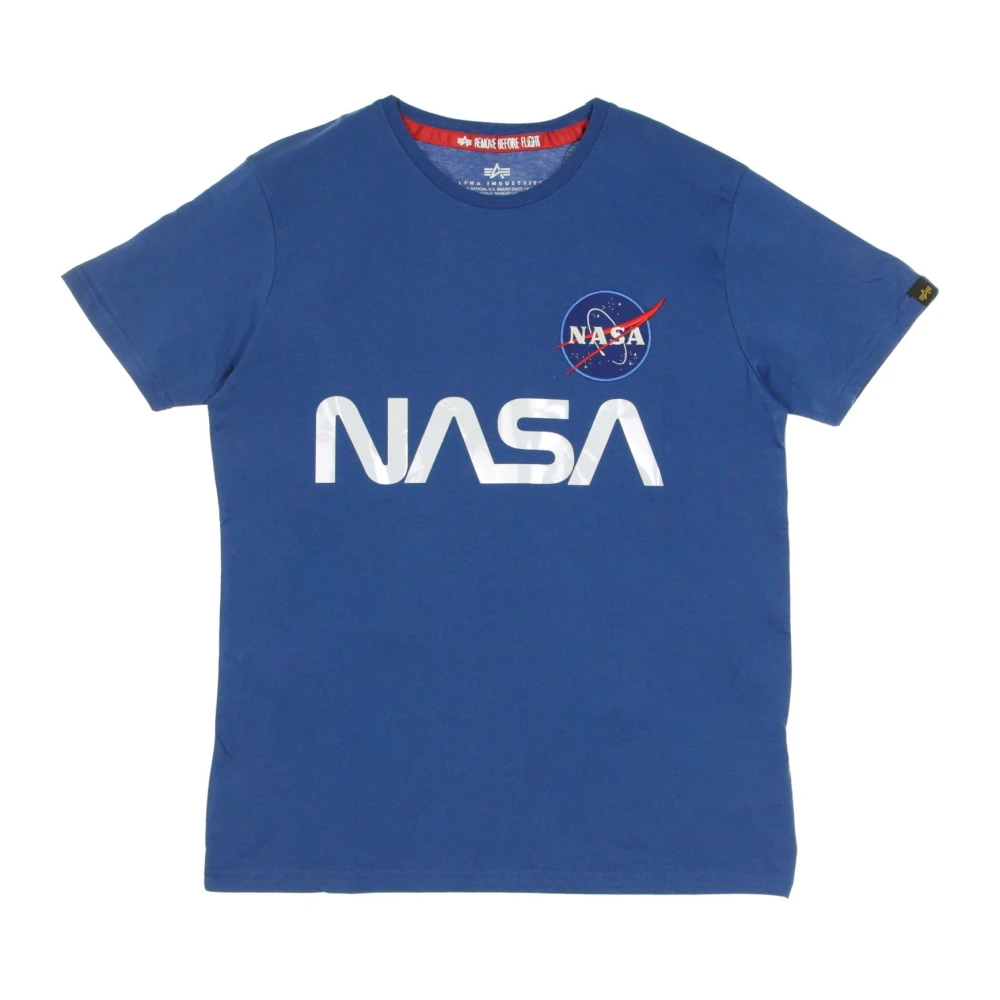 Alpha industries Reflecterend Nasa Logo Blauw T-shirt Blue Heren