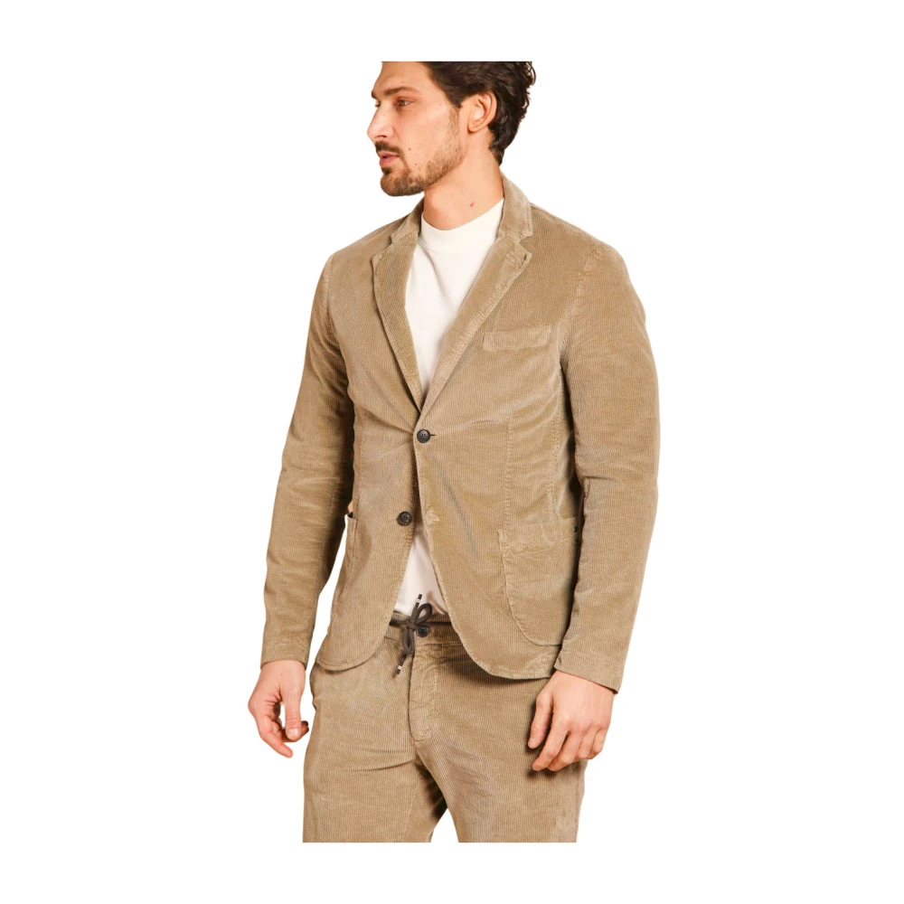 Mason's Velvet Gestreepte Heren Blazer Regular Fit Beige Heren