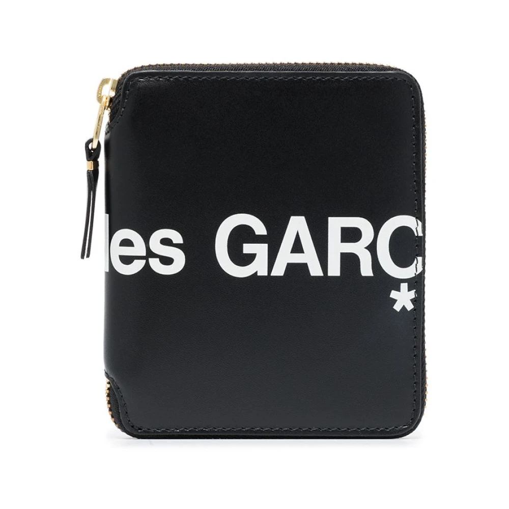 Comme des Garçons Logo Leren Portemonnee Zwart Rits Sluiting Black Heren