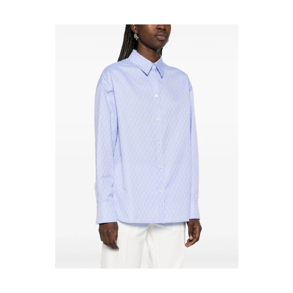 Salvatore Ferragamo Blauwe Oxford Button-Up Overhemd Blue Dames