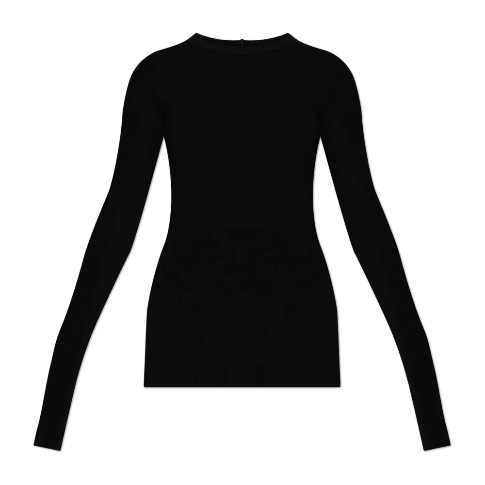 Rick Owens Geribbelde Top met Lange Mouwen Black Dames
