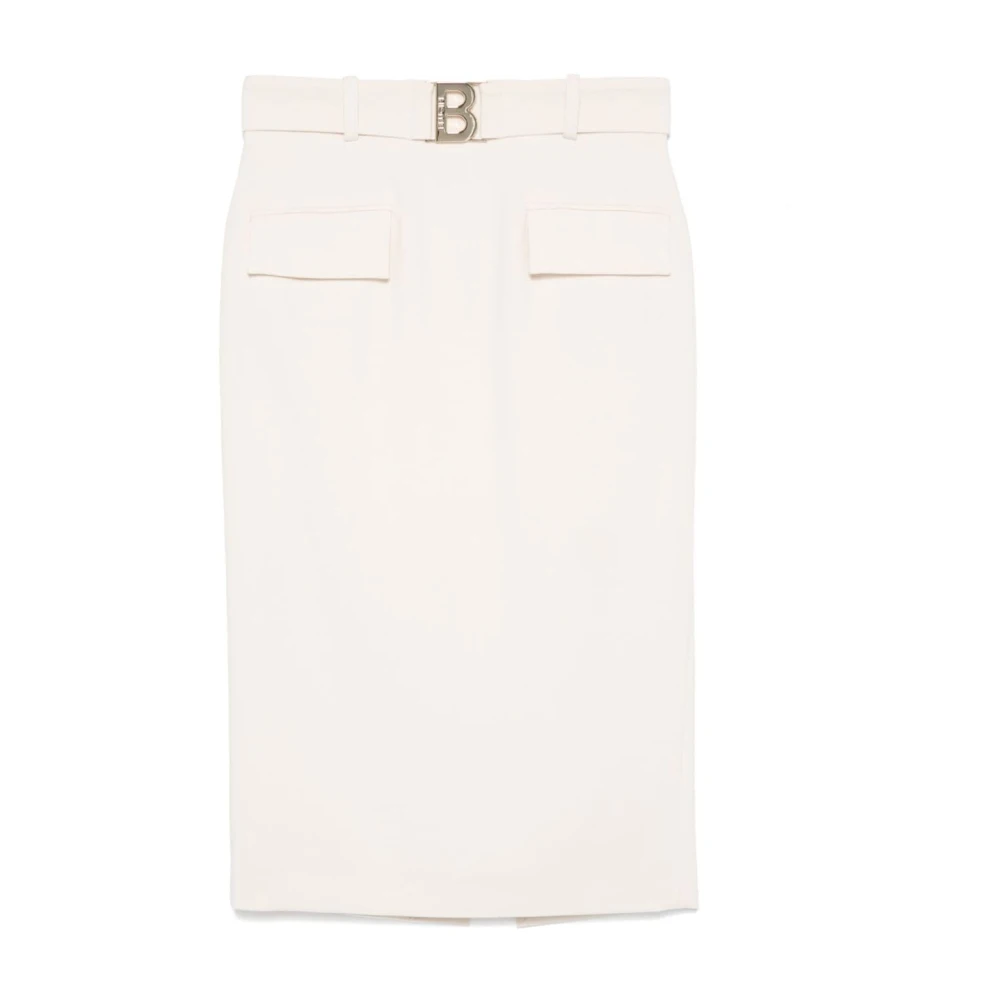 Blugirl Crème Pencil Rok met Goudkleurig Logo Beige Dames