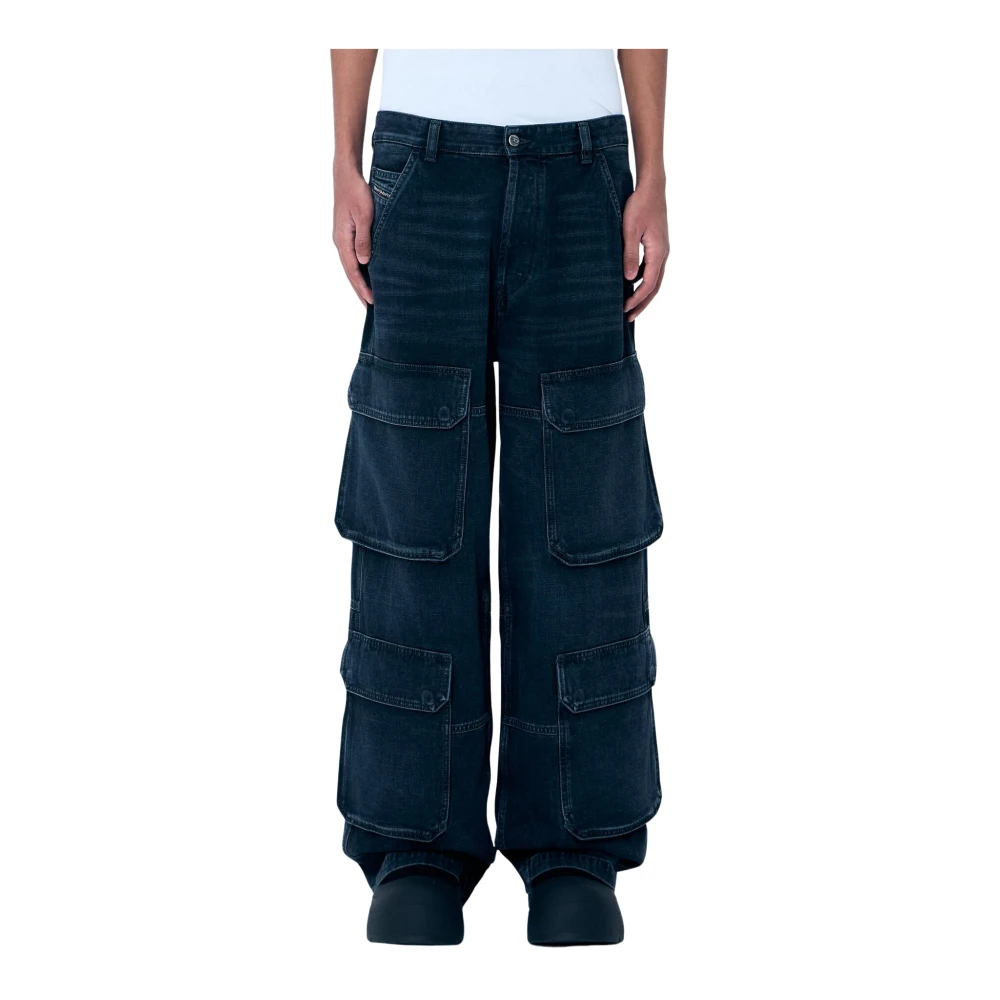 Diesel Denim Cargo Broek met Meerdere Zakken Blue Heren