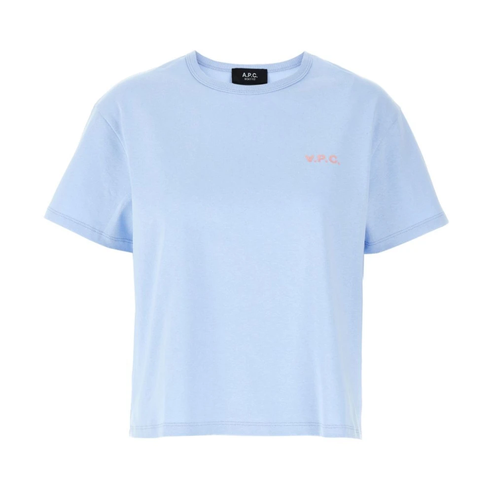 A.p.c. Boxy Petit Logo Print T-Shirt Blue Dames