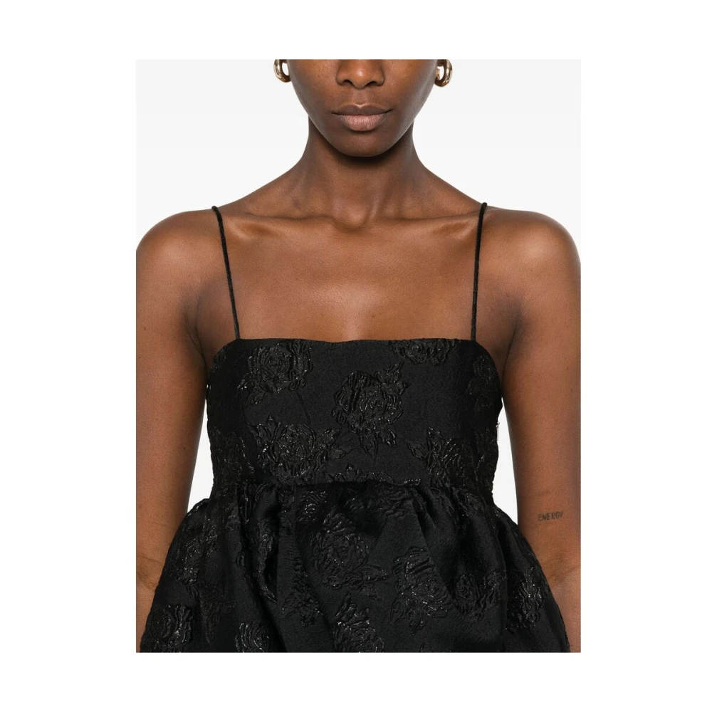 Rotate Birger Christensen Zwarte Jurk met Gedrapeerd Bustier Black Dames