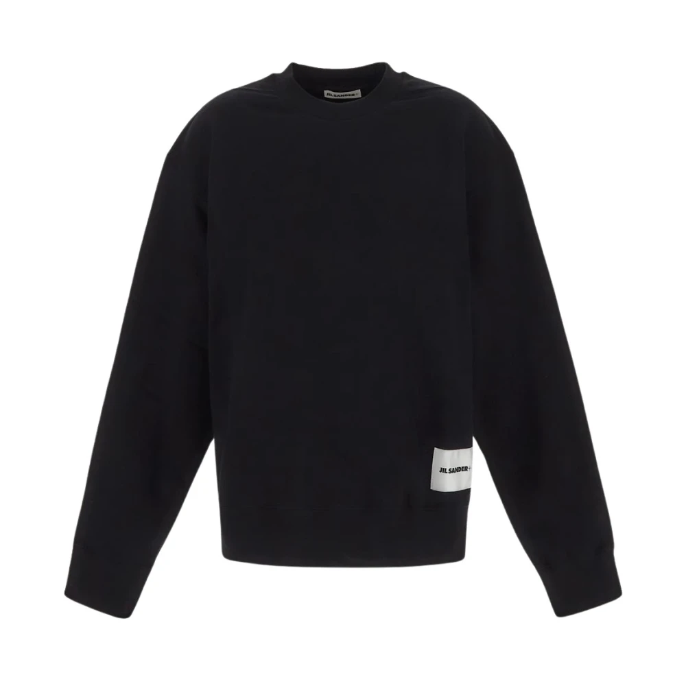 Jil Sander Katoenen Logo Patch Sweatshirt Black Dames