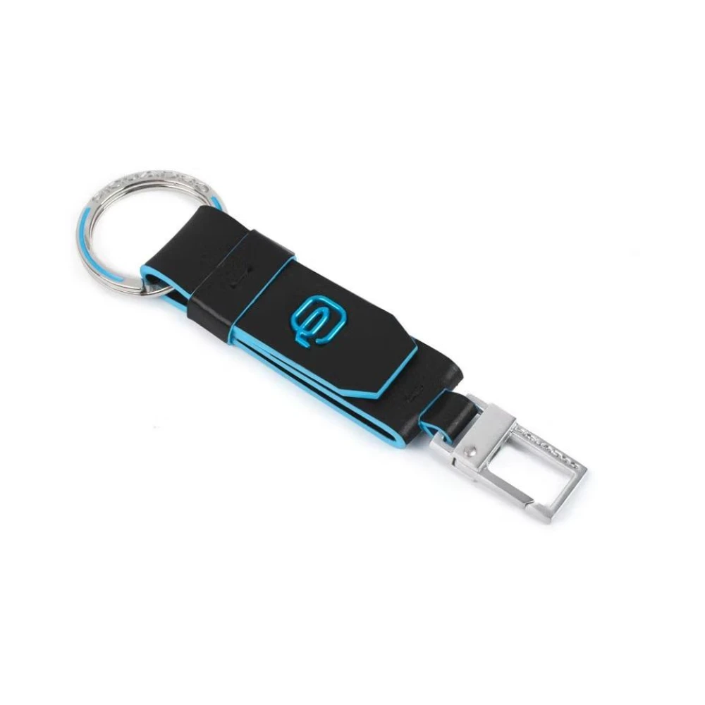 Piquadro Zwarte leren portemonnee met ring en sluiting Black Unisex