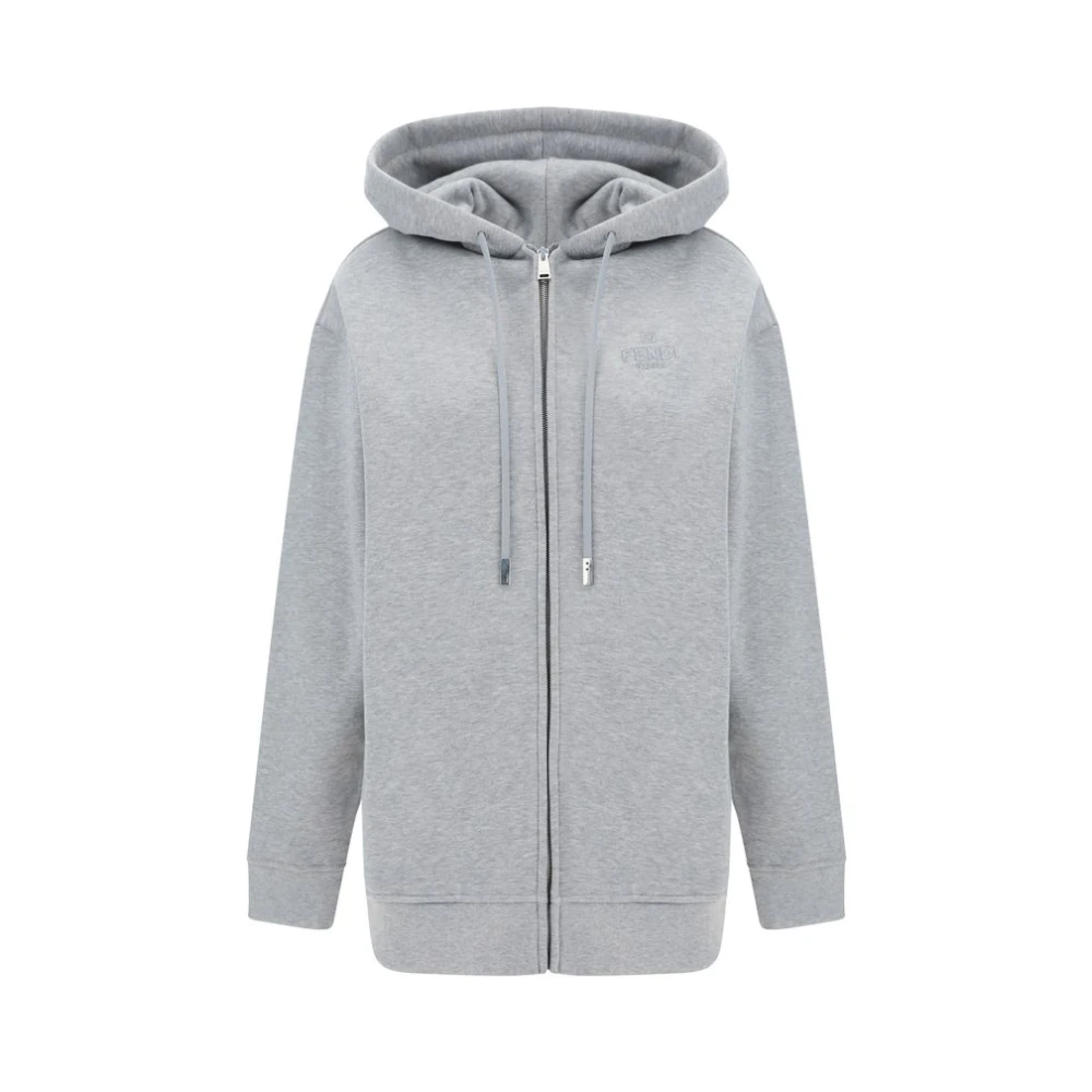 Fendi Katoenen Hoodie met Rits Gray Dames