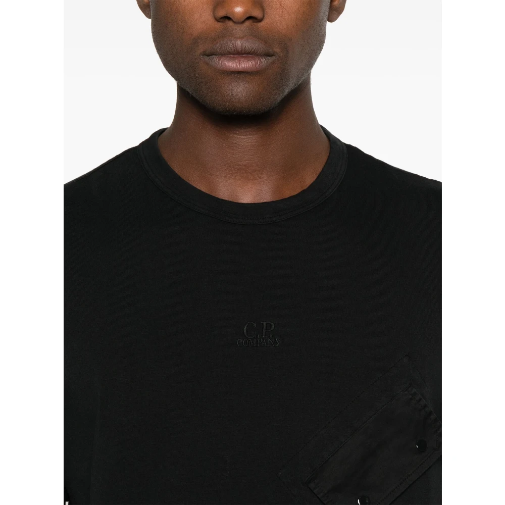 C.P. Company Zwarte Jersey Korte Mouw T-shirt Black Heren
