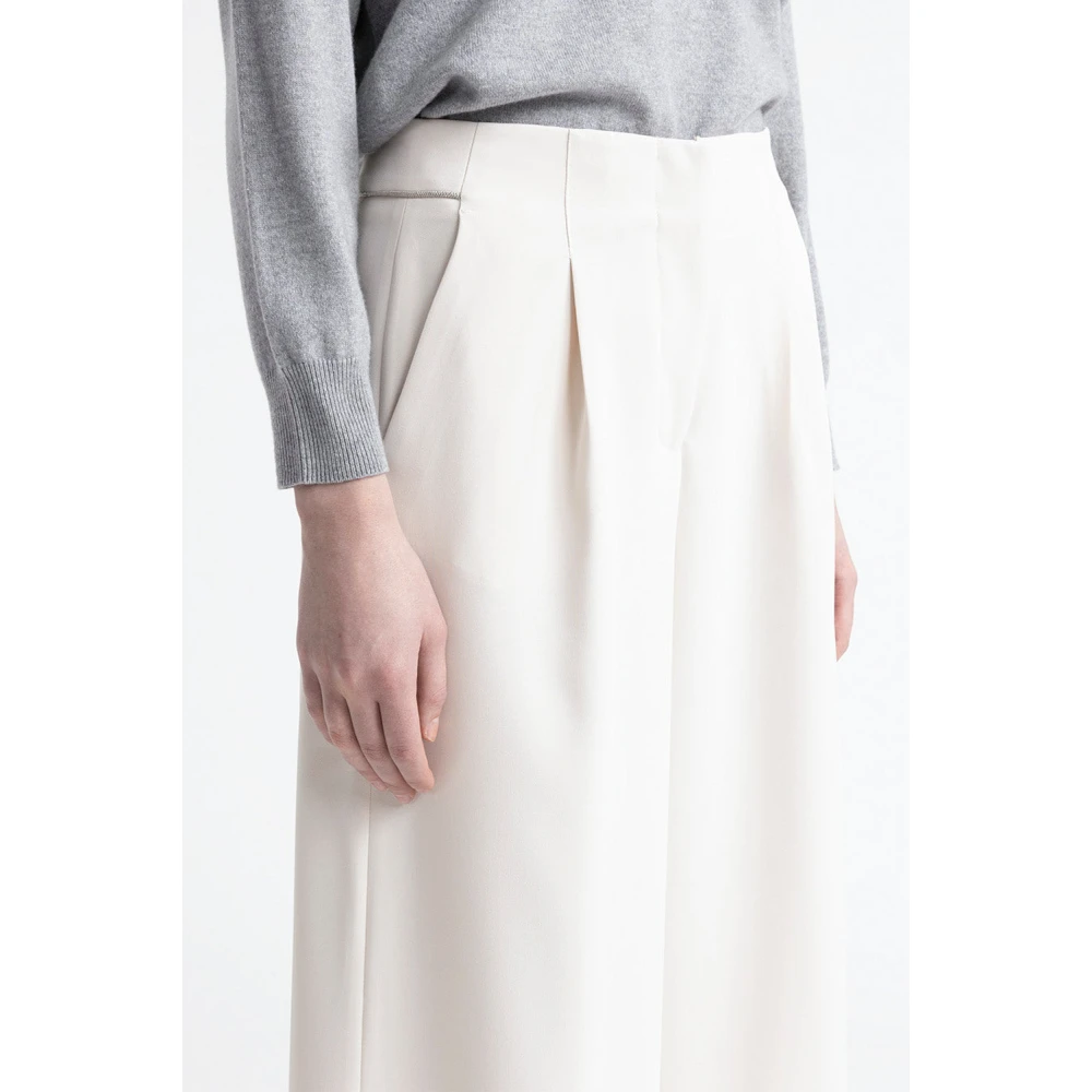 PESERICO Flowing cady crepe palazzo broek Beige Dames