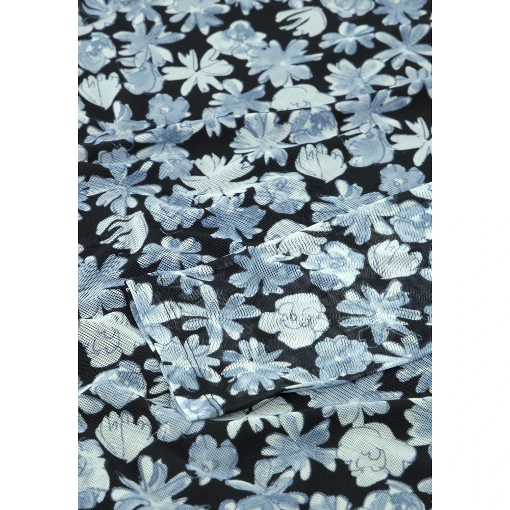 Fabienne Chapot Blauwe Bloemen Coltrui Top Blue Dames