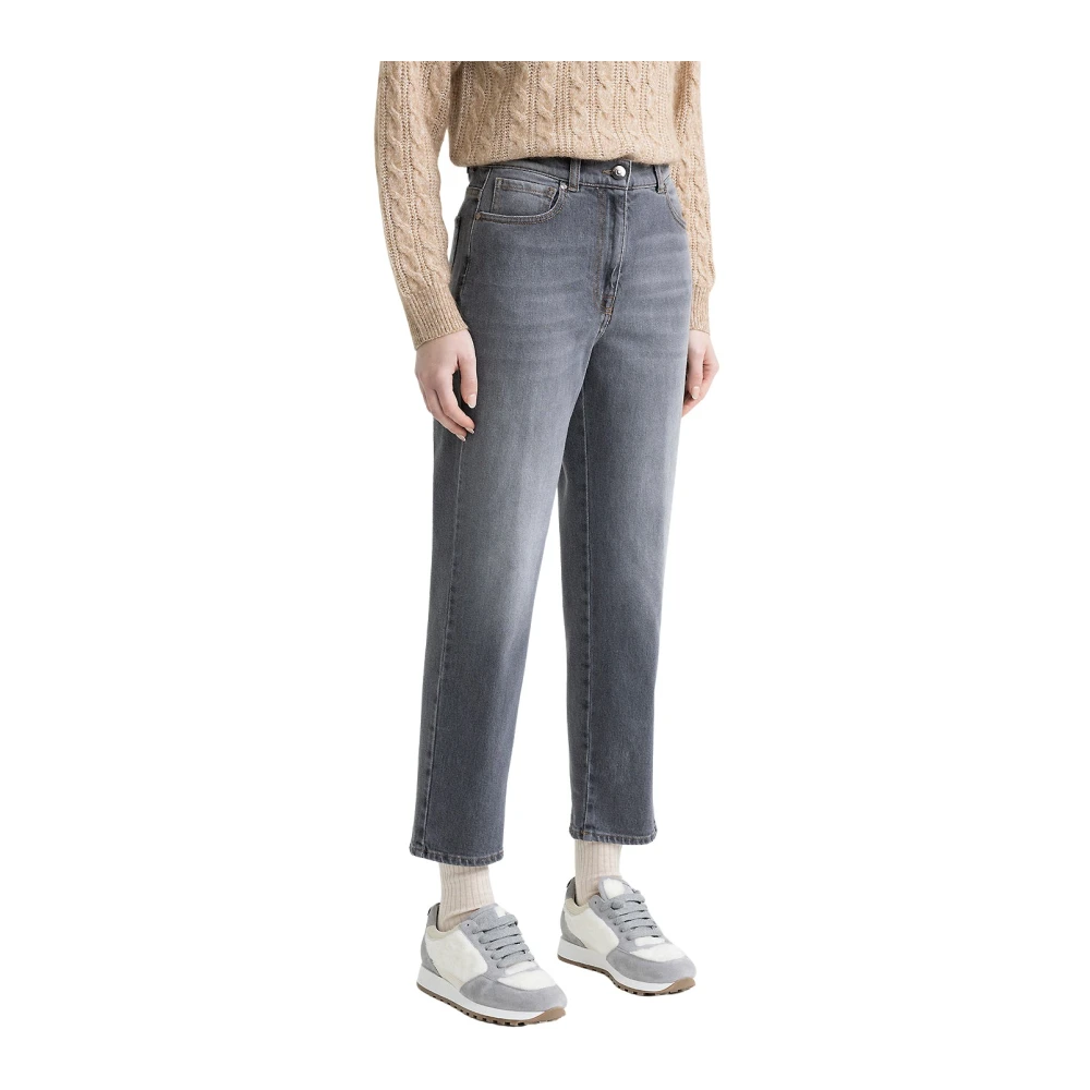 PESERICO Comfortabele katoenen denim jeans Gray Dames