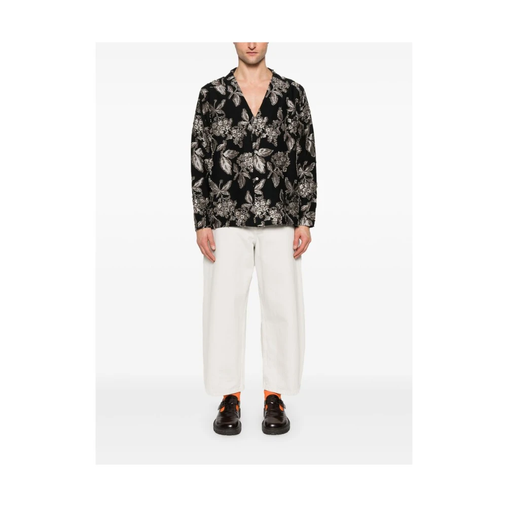 Needles Zwarte V-hals Lange Mouw Shirt Black Heren