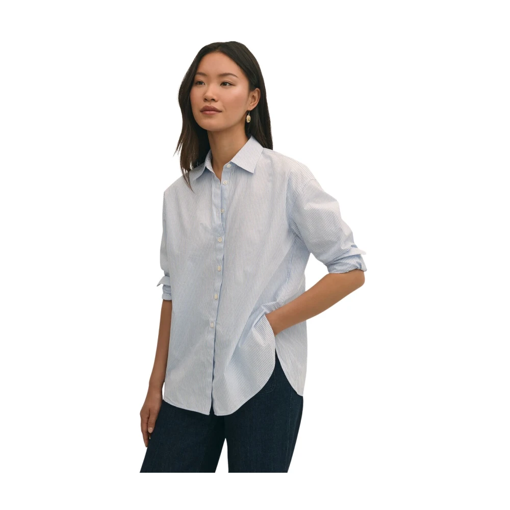Brooks Brothers Women's Blue Oversized Cotton Poplin Blouse - Shirts - S - Blouses & Shirts