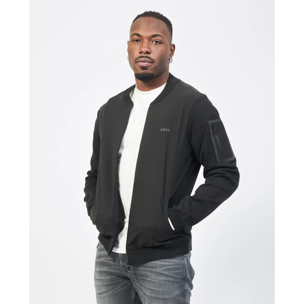 Hugo Boss Zwarte jas met logodetail Black Heren