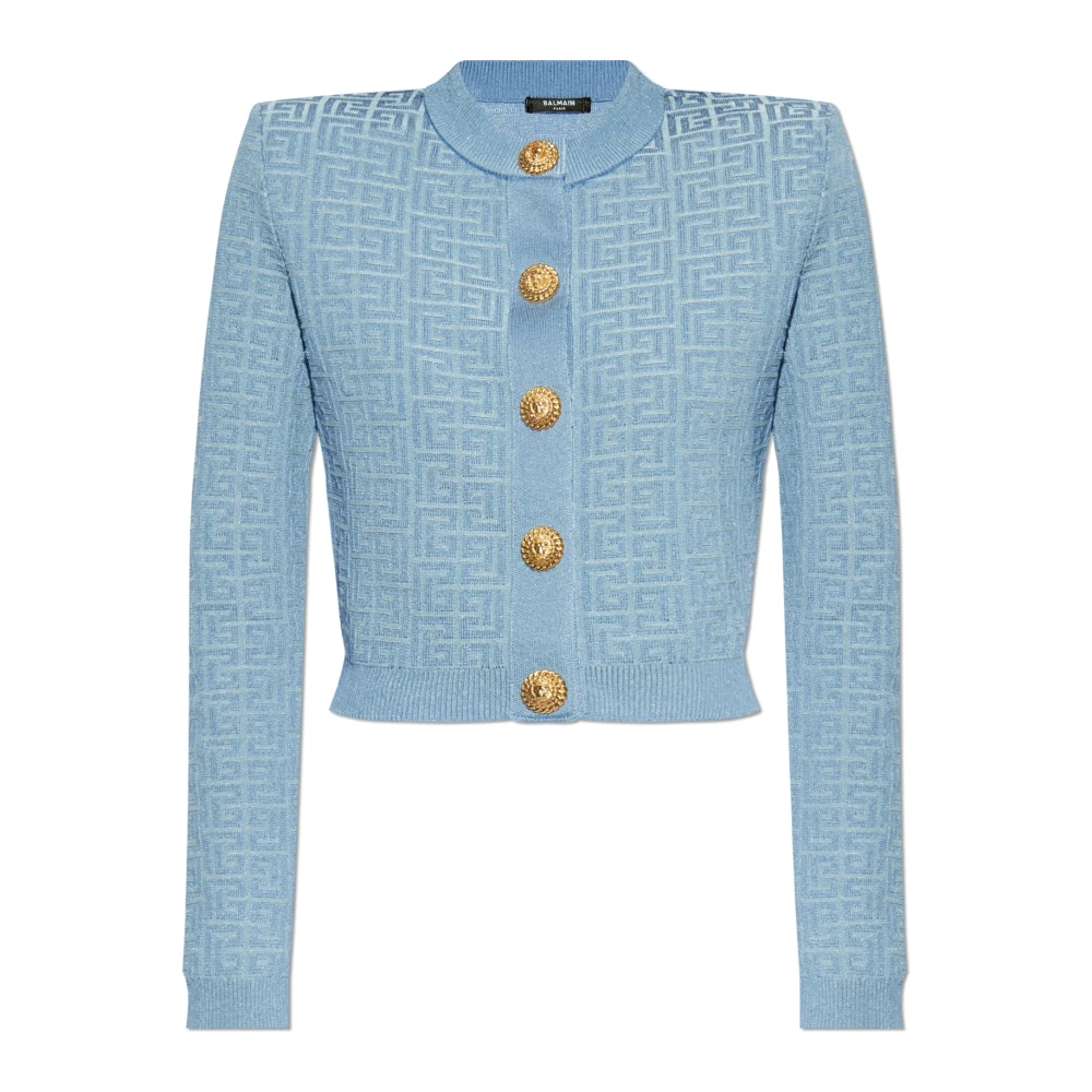 Balmain Korte cardigan met monogram Blue Dames