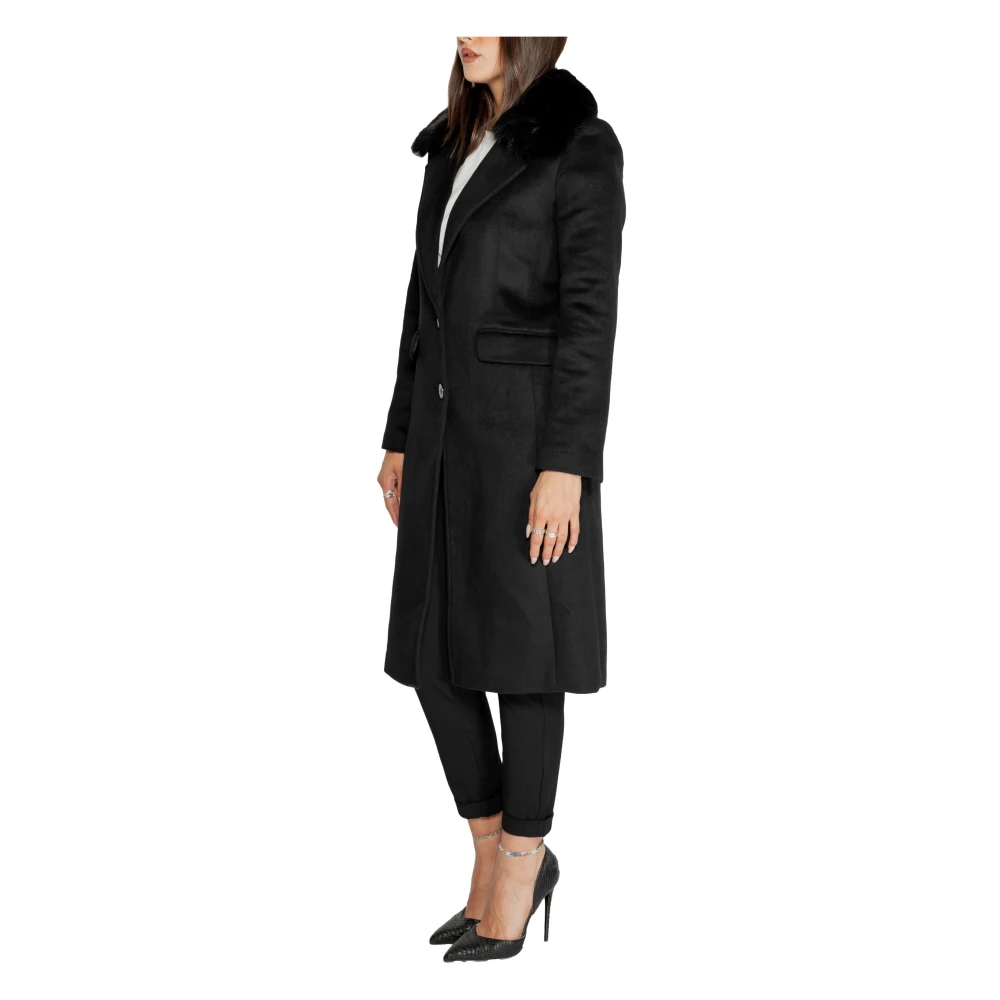 Guess Zwarte Revers Jas Knoopsluiting Black Dames
