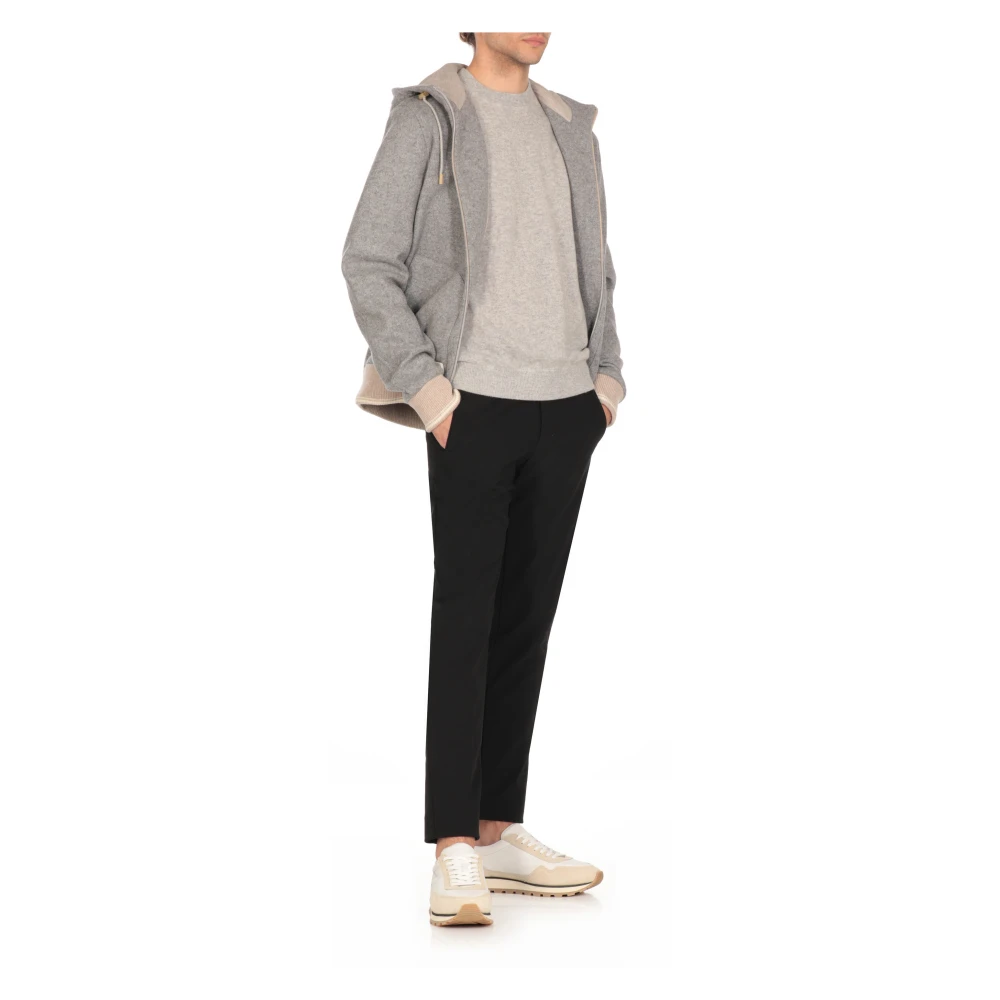 Lubiam Grijze wollen jas met capuchon Gray Heren