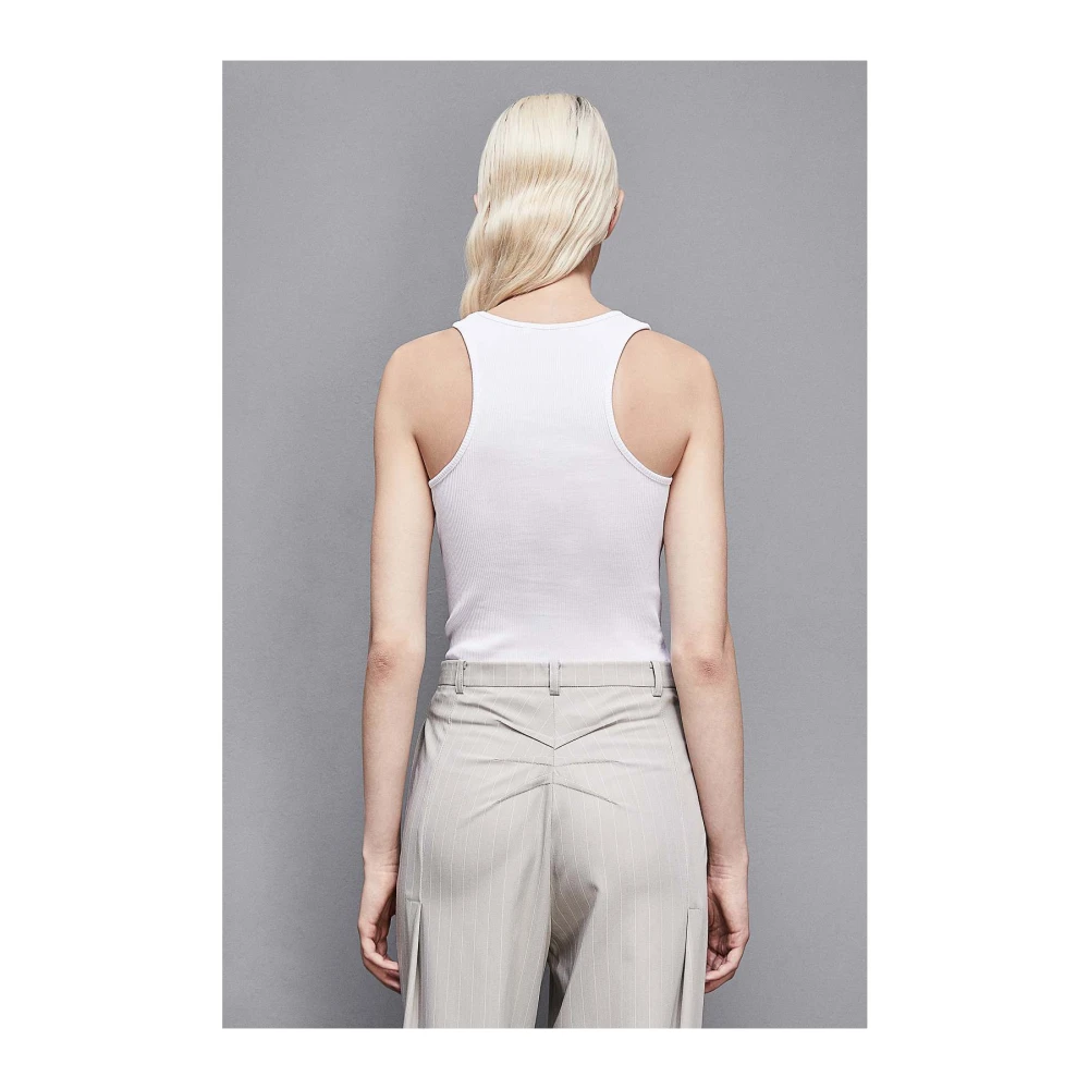 PATRIZIA PEPE Essentiële Ribtop in Costina Stijl White Dames