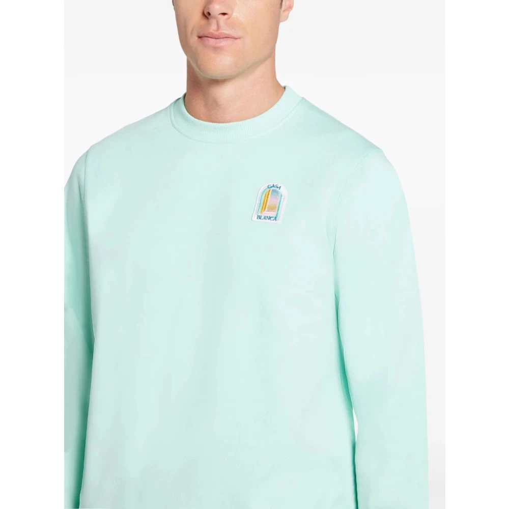 Casablanca Blauwe Katoenen Logo Patch Sweatshirt Blue Heren