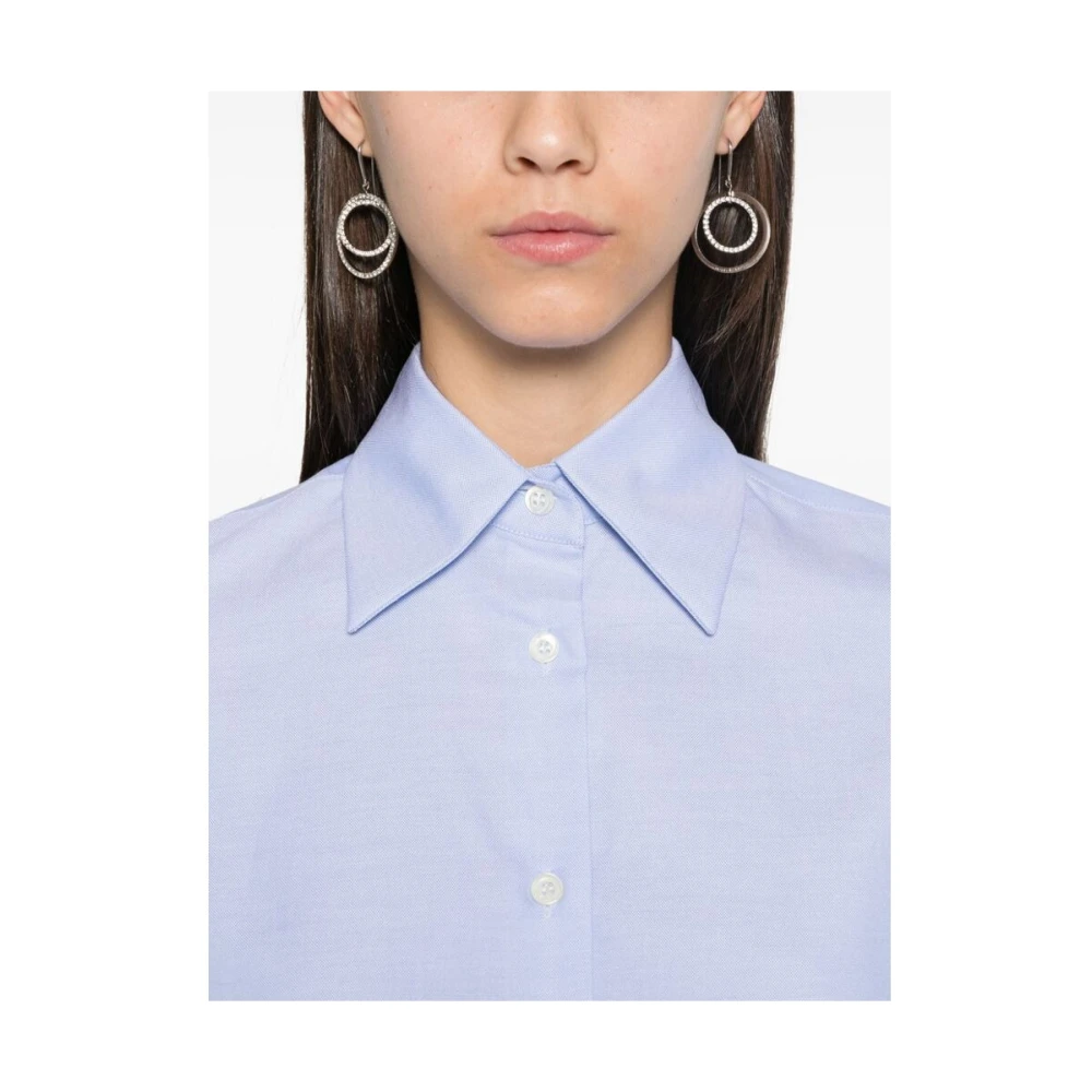 Mazzarelli Lichtblauw Katoenen Overhemd Spreidkraag Blue Dames