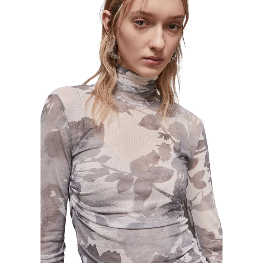 PATRIZIA PEPE Bloemenprint Tule Trui Gray Dames