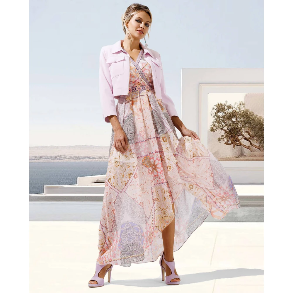 Linea Raffaelli Elegante Jurk met Jasje Multicolor Dames