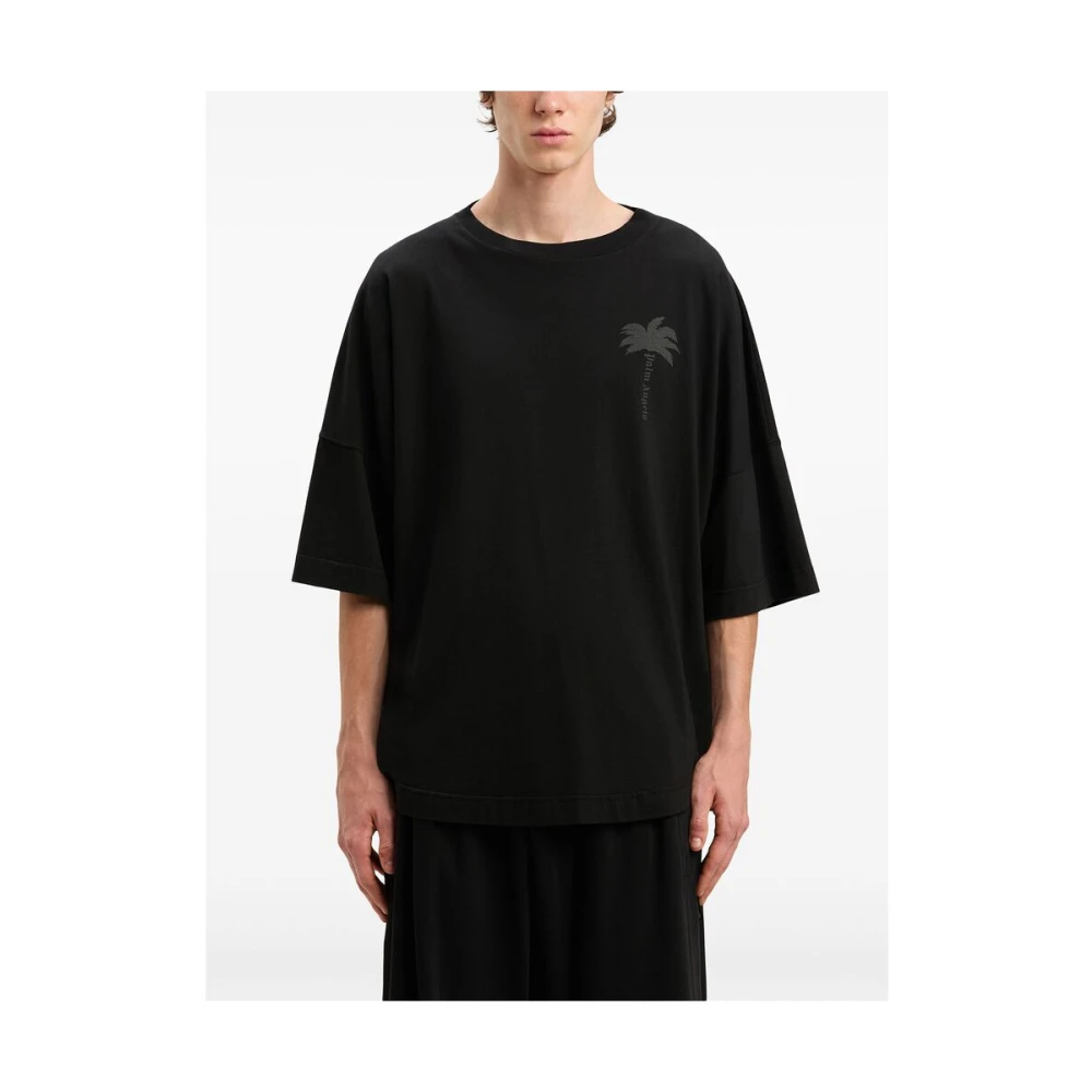 Palm Angels Zwart T-shirt met logo print Black Heren