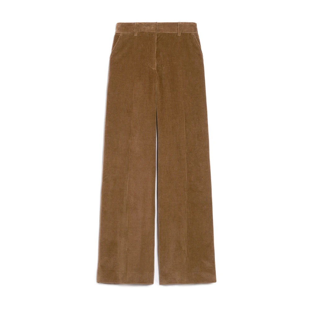 Max Mara Wijde Pijp Fluwelen Broek Brown Dames