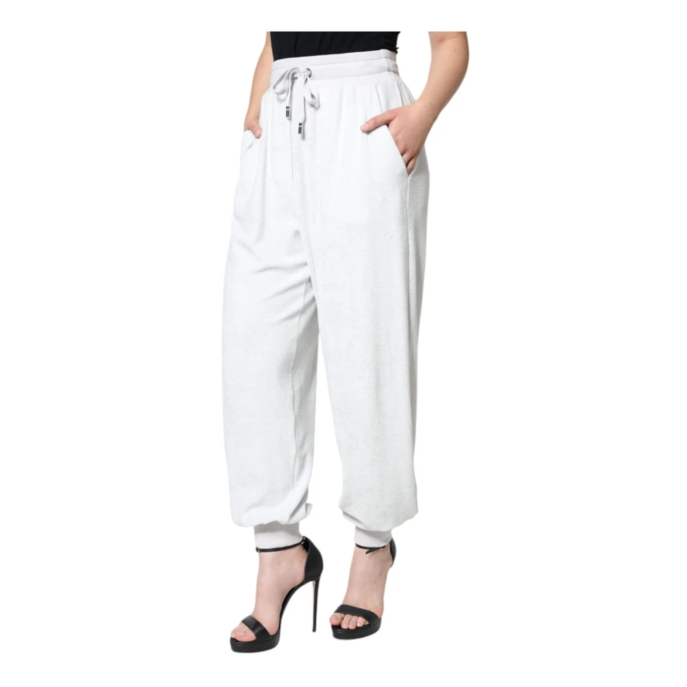 Dolce & Gabbana Witte Nylon Jogger Sweatpants met Trekkoordsluiting White Dames