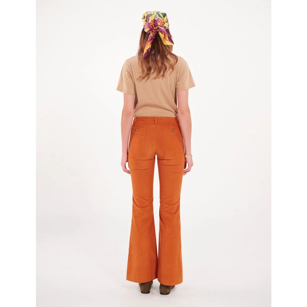 Ines De La Fressange Paris Flare Corduroy Broek Orange Dames