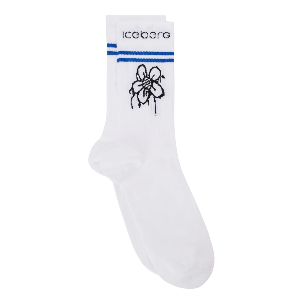 Iceberg Uomo Bianco - Calze In Cotone Stretch Con Logo E Motivo Jacquard - Underwear - One Size