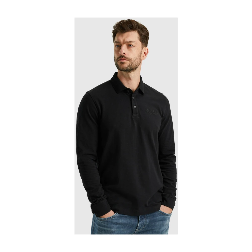 PME Legend Lange Mouw Polo Peached Pique Black Heren