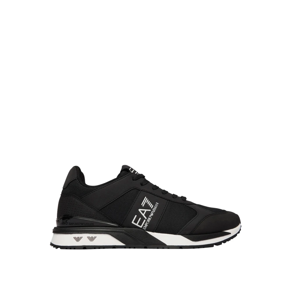 Emporio Armani Ea7 Homme Noir Chaussures, Taille: 42 Eu Baskets À Logo Imprimé