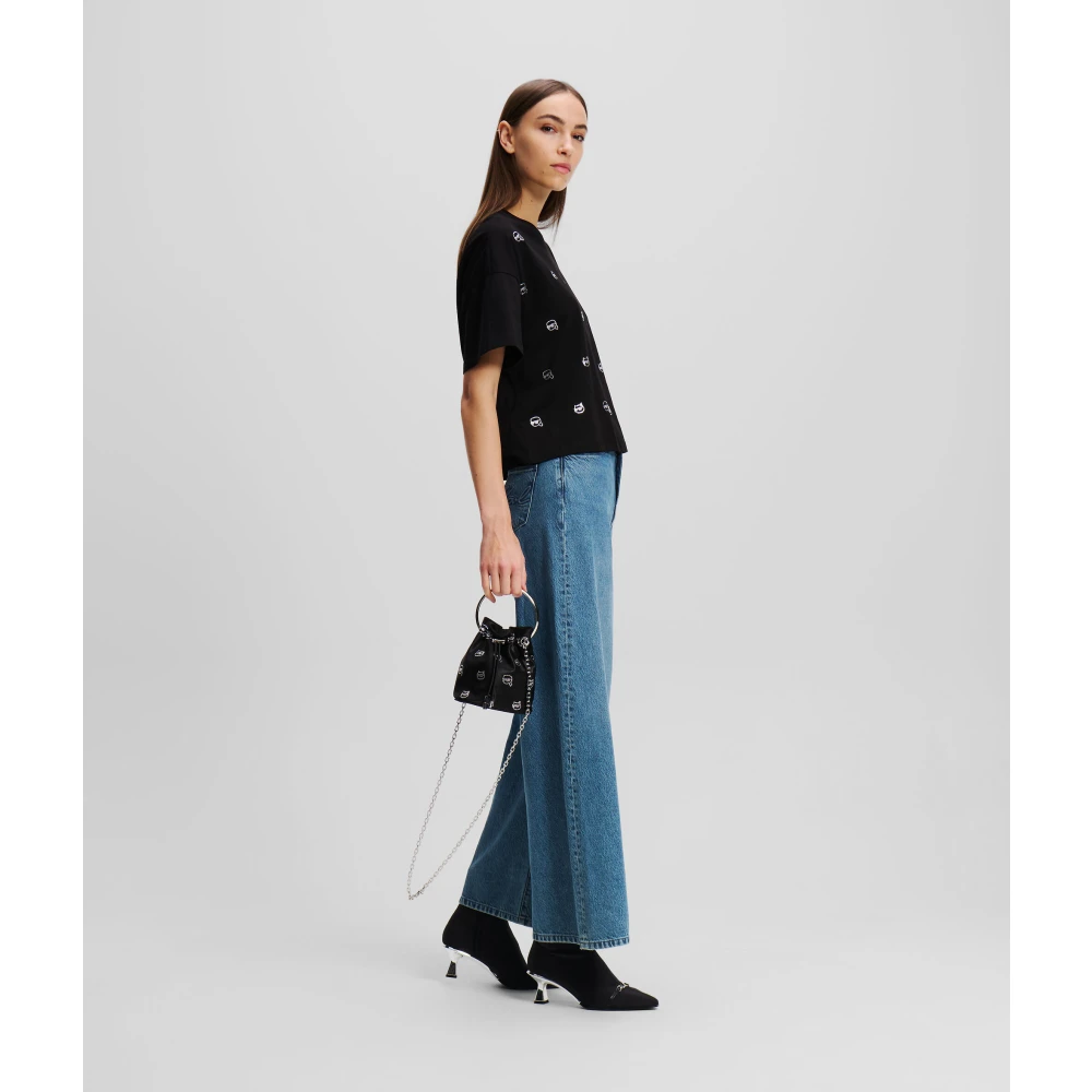 Karl Lagerfeld Jeans met geborduurd logo in verlengde snit Blue Dames