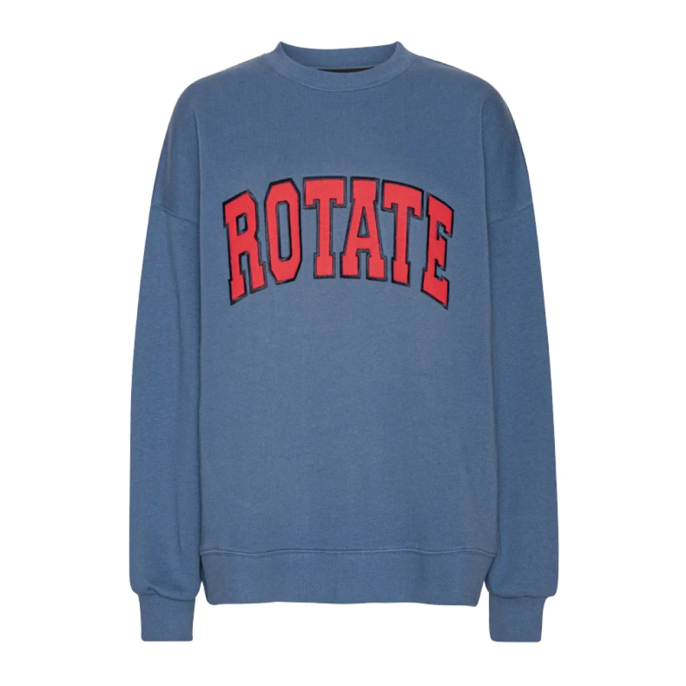 Rotate Birger Christensen Zware Gebreide Crewneck Sweater Blue Dames