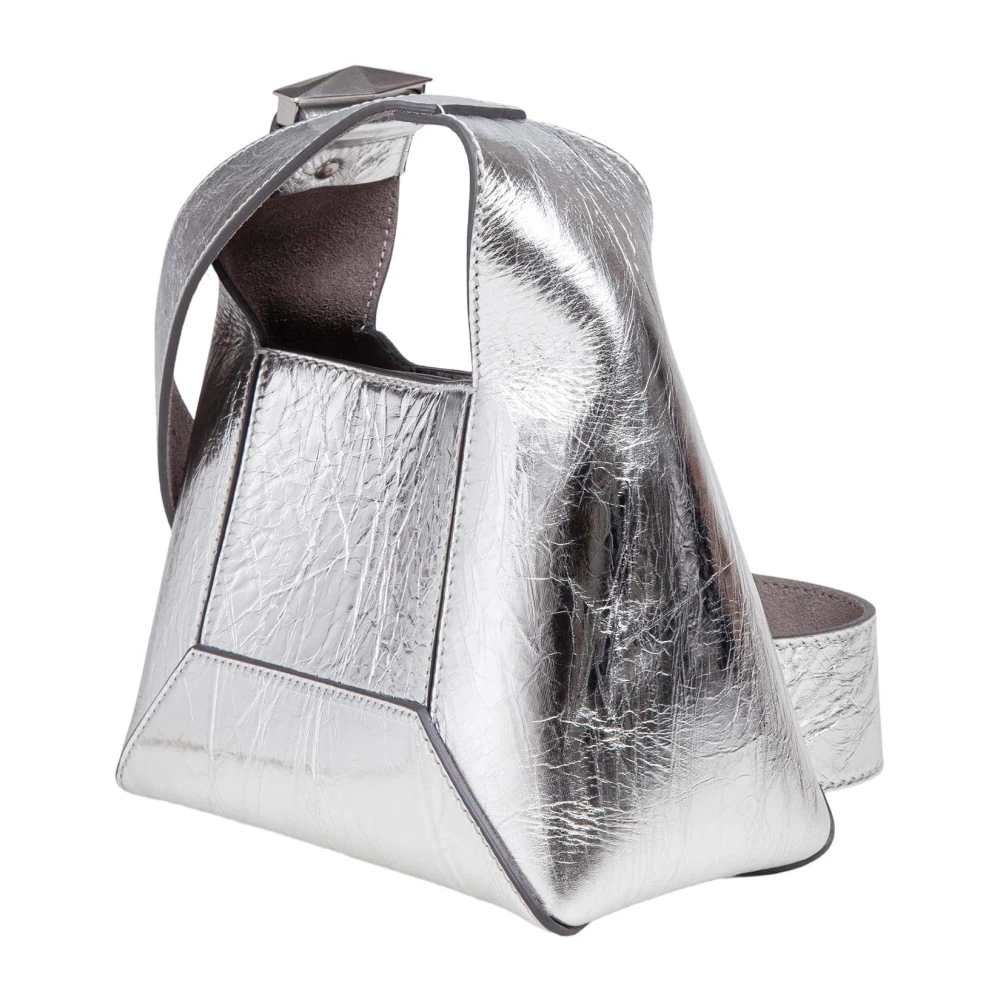 Jimmy Choo Zilveren gelamineerde leren schoudertas Gray Dames