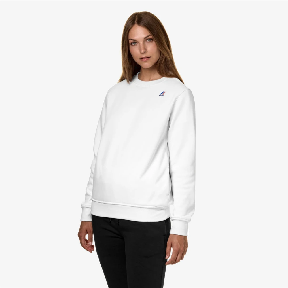 K-way Katoenen crewneck sweatshirt met geribbelde randen White Heren