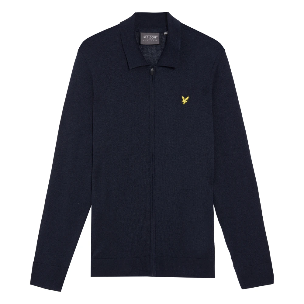 Lyle & Scott Mid Knits Lichtgewicht Gebreide Gekraagde Vest Blue Heren
