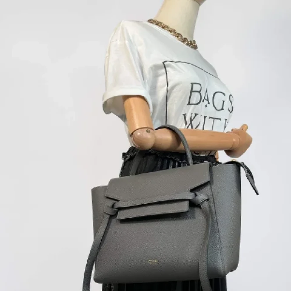 Celine Vintage Pre-owned Leather handbags Gray Dames
