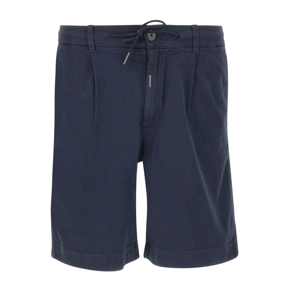 Woolrich Blue Casual Shorts, Male, M, Linen Blend Shorts