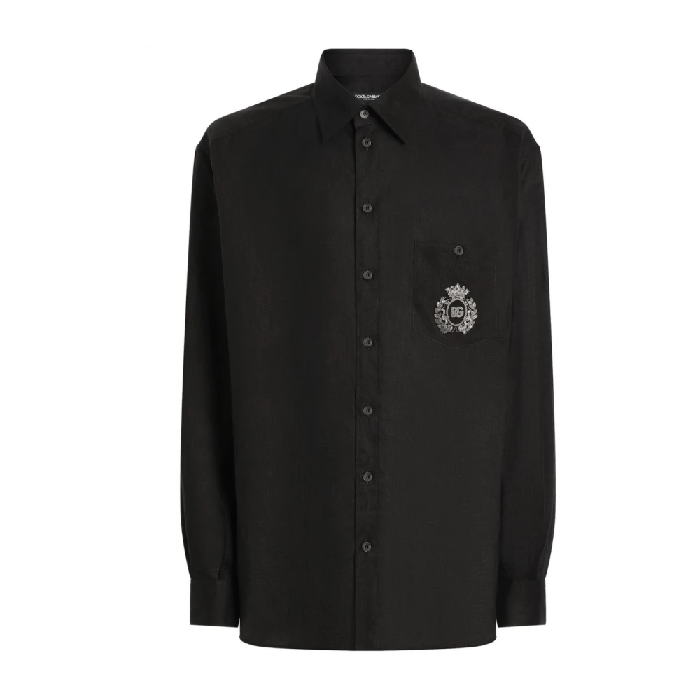 Dolce & Gabbana Zwarte Button-Up Overhemd Klassieke Stijl Black Heren