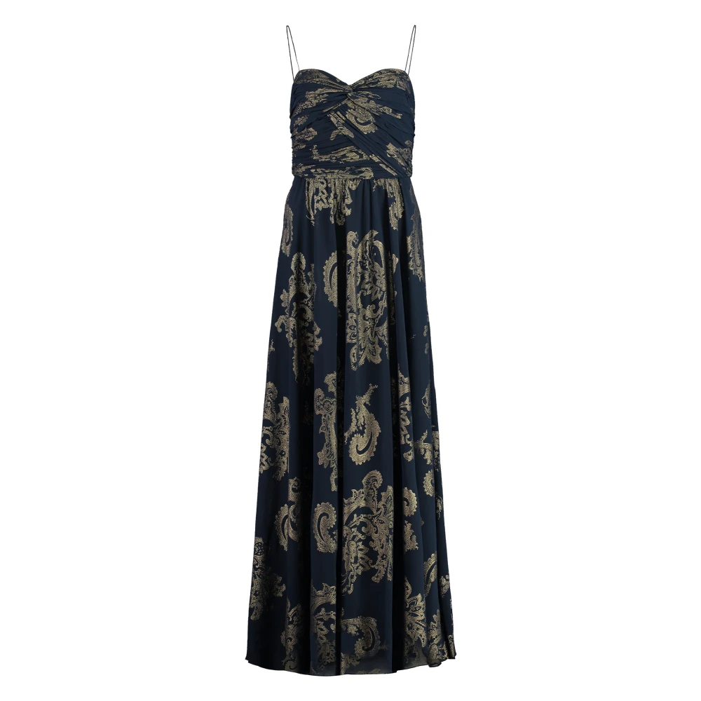 Ralph Lauren Jacquard Maxi Jurk Blue Dames
