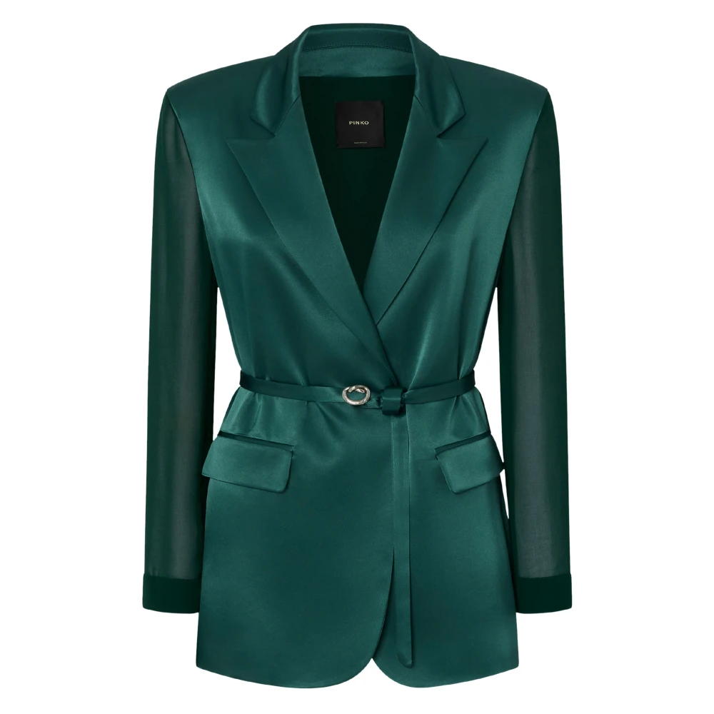 Pinko Groene Gagny Saten Blazer Jas Green Dames