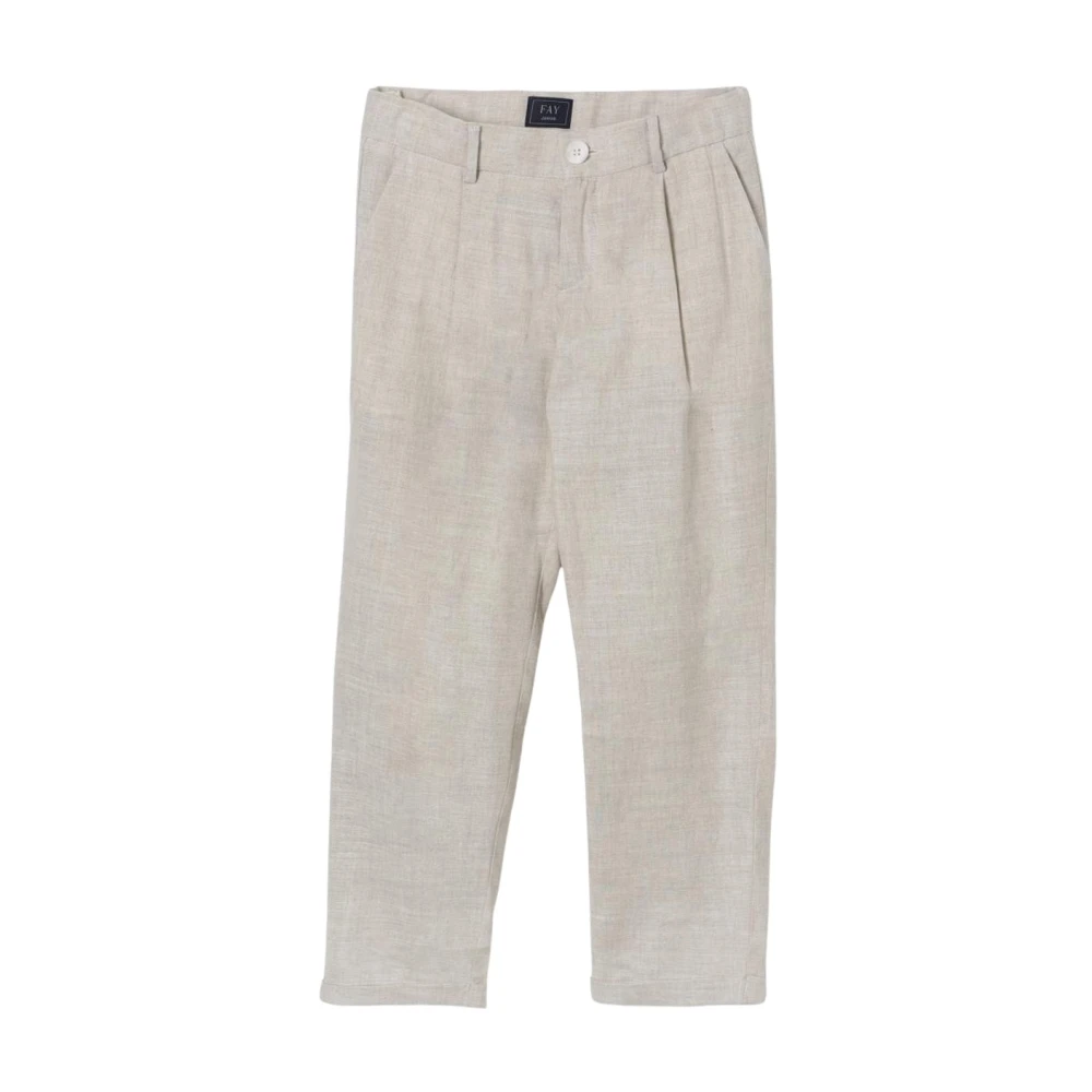 Fay Boys Beige Trousers, 8 Y, Cropped Kids Trousers