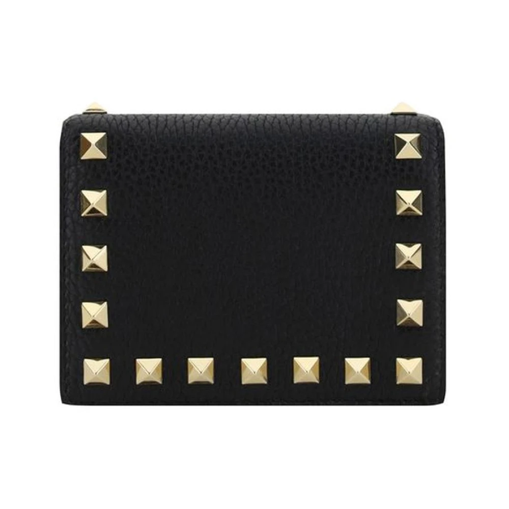 Valentino Garavani Studded Leren Portemonnee met Meerdere Compartimenten Black Dames