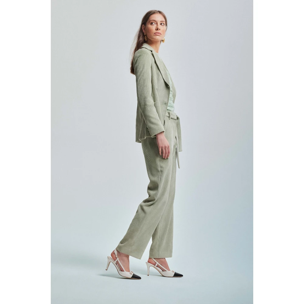 Kocca Corduroy Broek met Bijpassende Riem Green Dames